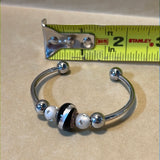 Small Silver Tone Bracelet with Black Bead