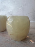 Pair of Natural Onyx Marble Vintage Tea Light Holders