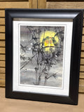 Asian Brush Painting of Love Birds on Bamboo; Signed
