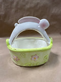 Ceramic Easter Bunny Basket With Bunny Handle