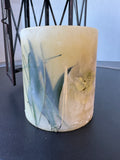 Distressed Black Metal Lantern with Botanical Pillar Candle