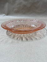 Oval Pink Depression Glass Dish Poinsettia Style
