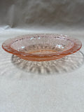 Oval Pink Depression Glass Dish Poinsettia Style