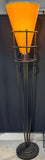 (B) Postmodern Sculptural Metal Torchiere Floor Lamp with Purple Orb Accent & Dimmer (WORKS)