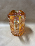 Imperial Glass Star Medallion Iridized Carnival Glass Marigold Pitcher