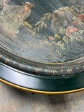 Green Painted Oval Coffee Table with Decorative Plastic Tray