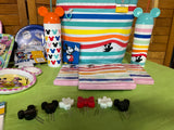 Mickey Mouse Cooler with Assorted Paper Products, Cups and Corn on Cob Holders