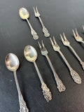 Denmark ALP Silverplated Appetizer Spoon And Forks - Set Of 9