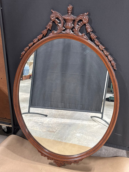 Vintage Oval Mirror with Ornate Crest