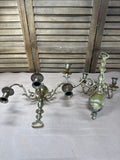 Pair Of Solid Brass 3 Arm Candle Sconces