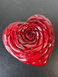 Pier 1 India Carved Soapstone Red Roses Heart Paperweight