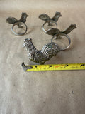 Silverplate Rooster Napkin Rings - Set Of 4 - 3 Sets Available// PRICED INDIVIDUALLY
