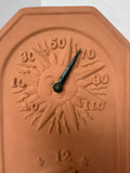 Natural Wonders Terra Cotta Sun & Moon Thermometer Clock Plaque