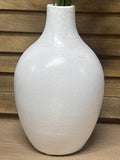 White Ceramic Vase with Faux Greenery