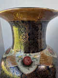 Japanese Satsuma Style Vintage Floral Birds Large Porcelain Vase with Wooden Stand (2 AVAILABLE—PRICED INDIVIDUALLY AT $65 EACH)