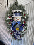 Frosted Faux Fir Snowman Swag