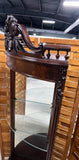 Carved Corner Display Shelf with Mirrored Back and 2 Glass Shelves
