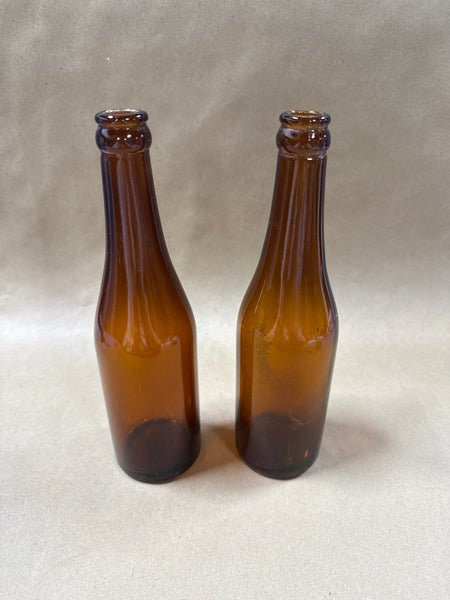 Pair Of Brown Glass Bottles