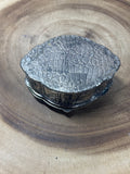 Vintage Silver Plate Box with Victorian Style Relief Work/Burgundy Interior