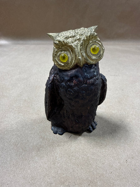 Resin Owl With Brass Face