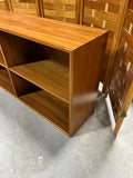 Teak Veneer Low Bookcase