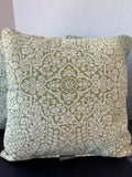 Pair of Smith & Hawken Green & White Floral Damask Pillows