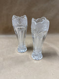 Pair Of Oneida Crystal Southern Garden Frosted Flower Bud Vases