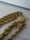 Triple Gold Tone Strand Tassel Necklace