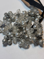 Festive Silver, Faux Pearl & Frosted Bead Necklace