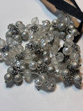 Festive Silver, Faux Pearl & Frosted Bead Necklace