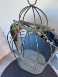 Metal Birdcage Style Decorative Wall Mirror & Shelf
