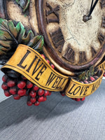 Love Well, Love Much, Laugh Often Rustic Grapes Wall Clock (WORKS)