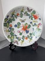 Andrea by Sadek Asian Inspired Butterfly Floral XL Decorative Plate with Easel