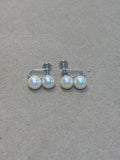 14K White Gold & Pearl Screw On Earrings