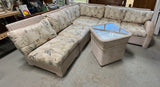 Lexington Casual Off White/Cream Wicker/Rattan Sectional Sofa with Glass Top Table