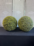 Pair of Faux Boxwood Decorative Topiary Spheres (E)