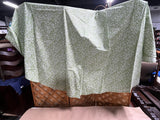 Pale Gren and White Round Table Cloth, 84"D