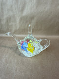 Clear Glass Floral Teapot Style Ring Holder - Joe St. Clair