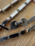 Monet Silver Tone Vintage Tournee Statement Necklace with Rectangular Block Chain