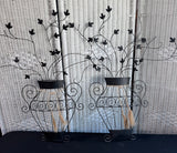 Pair of Lightweight Floral Urn Metal Scroll Wall Decor