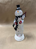 Cracker Barrel Snowman Light Up Glitter Globe WORKS // **** READ DESCRIPTION ***