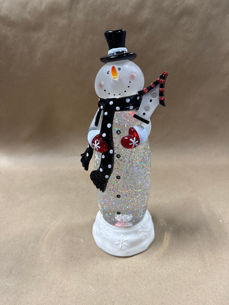 Cracker Barrel Snowman Light Up Glitter Globe WORKS // **** READ DESCRIPTION ***