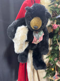Ditz Designs Signed & Numbered Handcrafted Father Christmas with Lighted Tree & Bear (WORKS)
