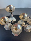 6-Piece Atlantis Lead Crystal & Silver Plate Candlesticks