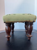 Wooden Vintage Floral Needlepoint Foot Stool AS IS (READ DESCRIPTION CAREFULLY)