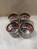 (A) Set Of 4 Houze “Seasons Greetings” Stained Glass Tumblers With Gold Rim