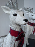 Pair of Glittery Faux Cable Knit Sweater Resin Deer
