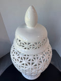 Three Hands Pottery XL White Pierced Lidded Ginger Jar