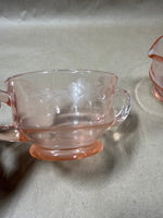 Pink Depression Glass Creamer And Sugar