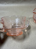 Pink Depression Glass Creamer And Sugar
